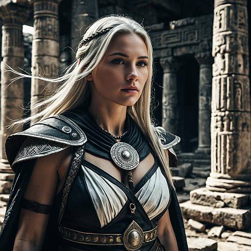 Ancient Priestess in Temple Ruins