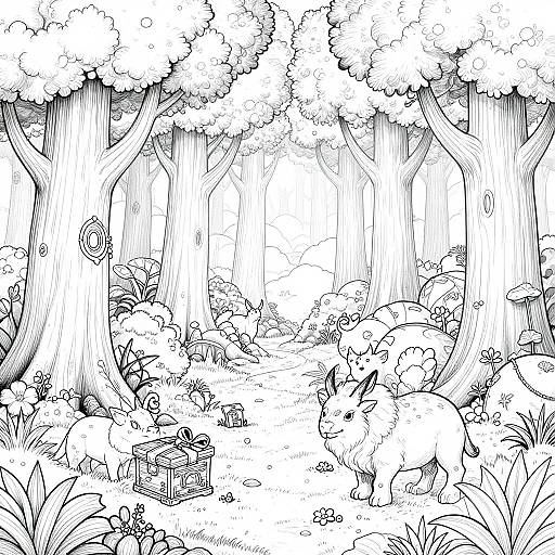 Magical Forest Coloring Scene