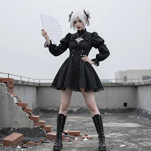 Gothic Elegance on a Rooftop