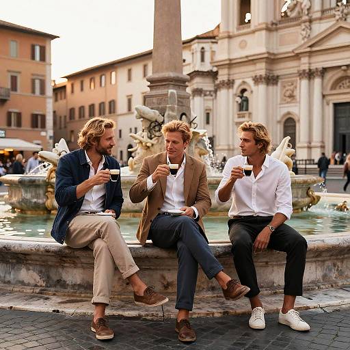 Blonde Italian Men at Historic Piazza