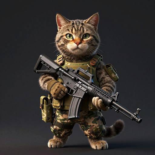 Armed Tabby Cat Soldier