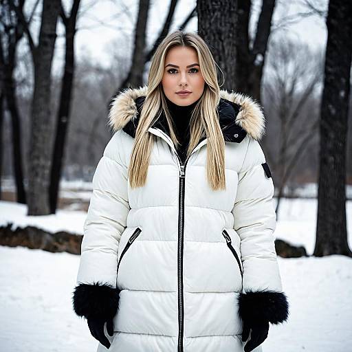 Blonde Girl in Winter Puffer Coat