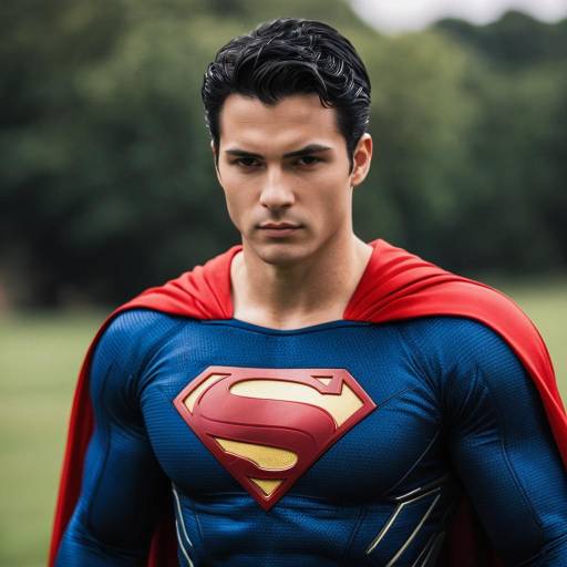 Man in Superman Costume with Red Cape