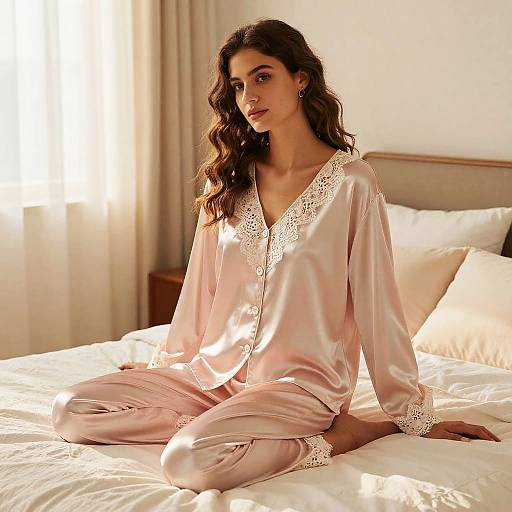 Chic Pastel Pink Silk Pajama Elegance