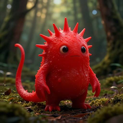 Little Red Spiked Slime Monster