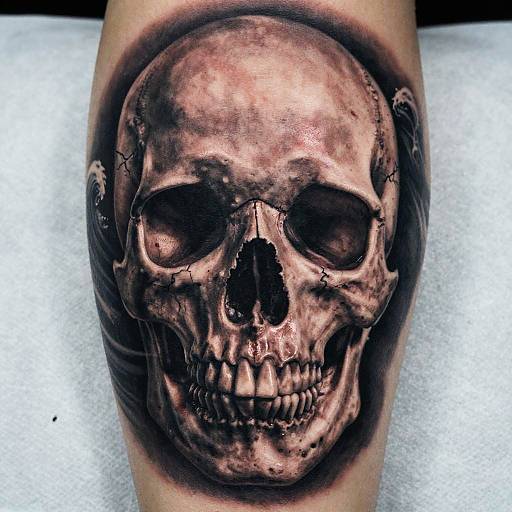 Realistic Skull Tattoo with Textures
