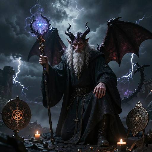 Elder Warlock Channeling Demonic Power