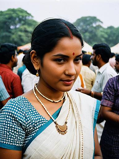Candid Portrait: Woman in Malmal Saree