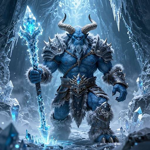 Frost Troll Chieftain in Icy Cavern