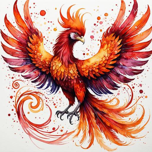 Vibrant Watercolor Crimson Phoenix
