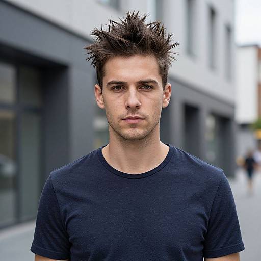 Confident European Man with Spiky Hair