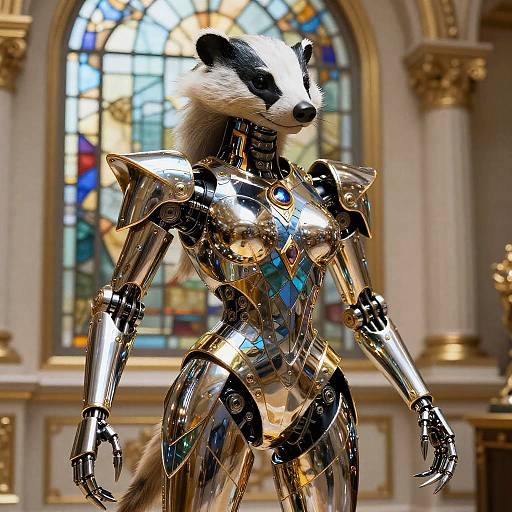 Stippling Badger Librarian in Chrome Exosuit