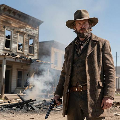 Intense Man in Western Town Photograph