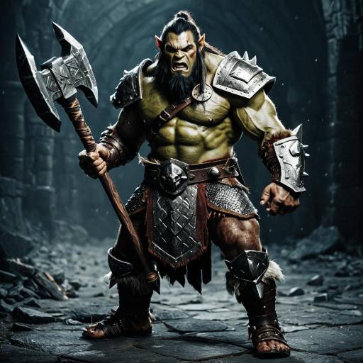 Half-Orc Barbarian Warrior with Hammer