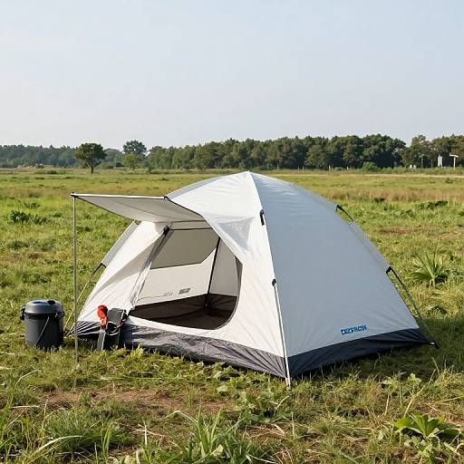 Camping Tent and Gear Setup