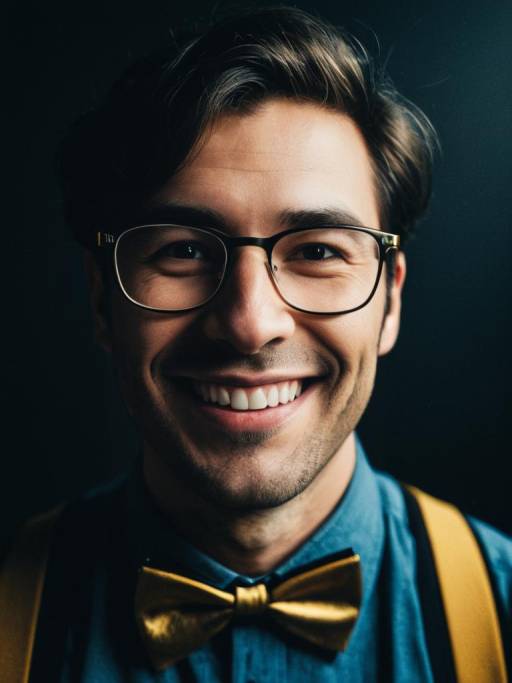Smiling Man in Nerd Costume