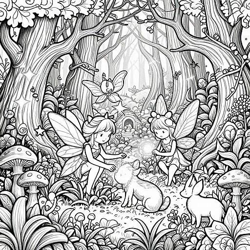 Enchanted Fairy Garden Coloring Pages