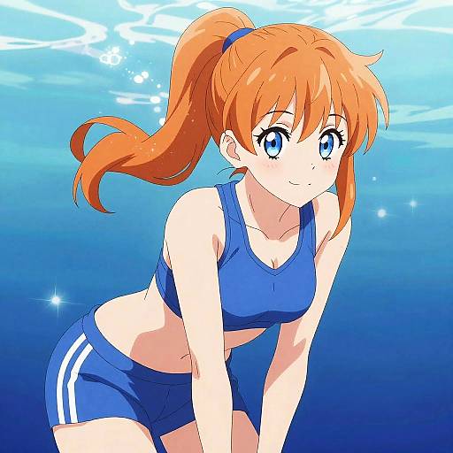 Playful Orange-Haired Anime Sports Girl