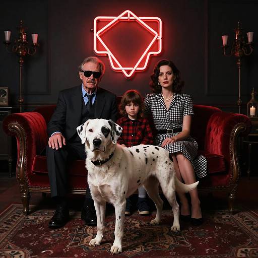 Moody Noir Family Portrait with Neon