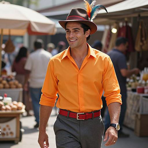 Charismatic Man at Vibrant Market