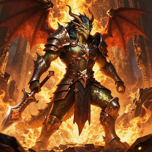 Fierce Metallic Dragonborn Warrior
