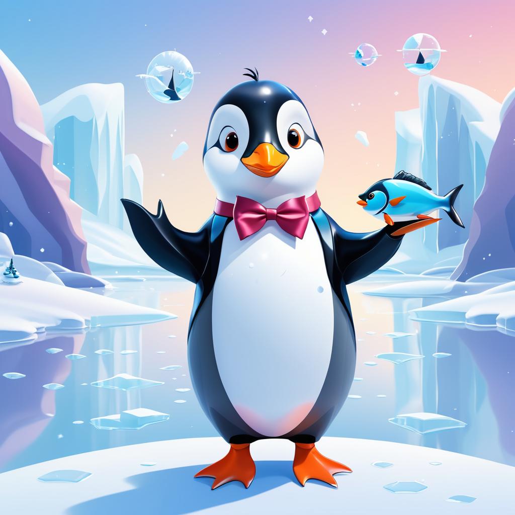 Playful Penguin in a Bow Tie Artwork