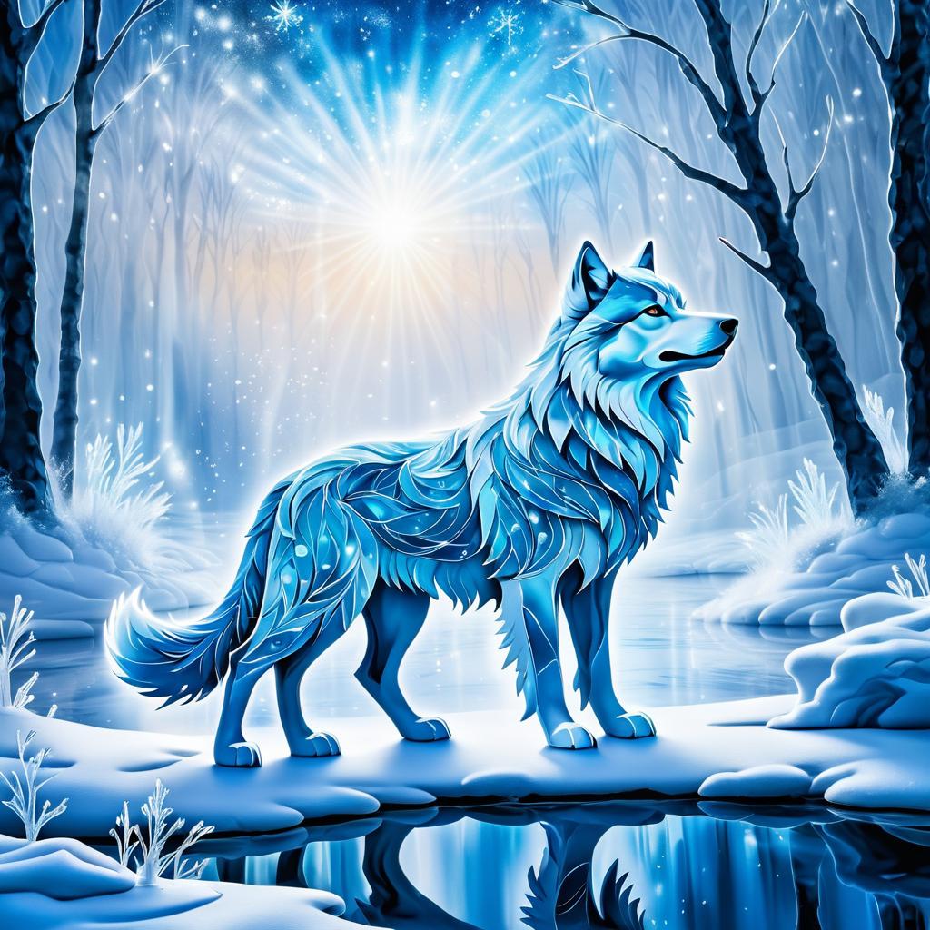 Mythical Frost Wolf in Enchanted Winter