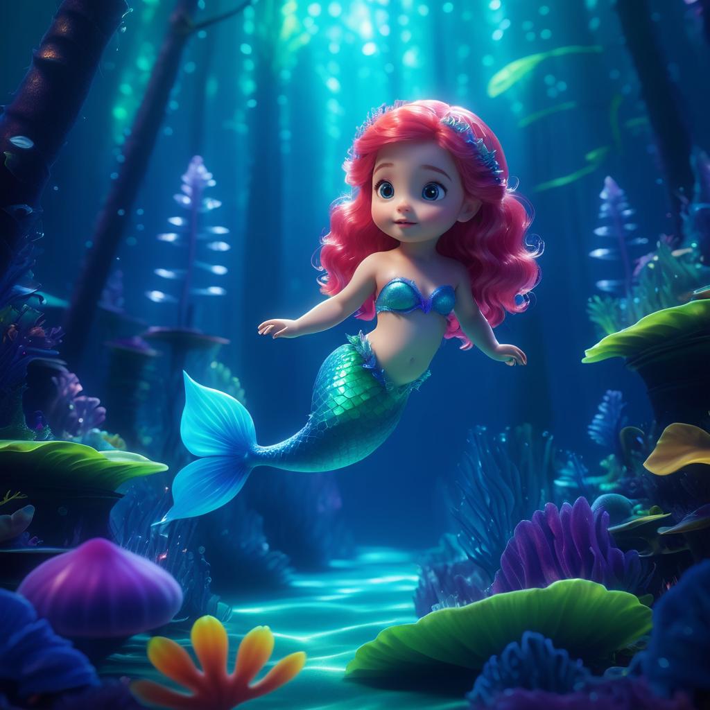 Enchanting Baby Mermaid in Pixar Style