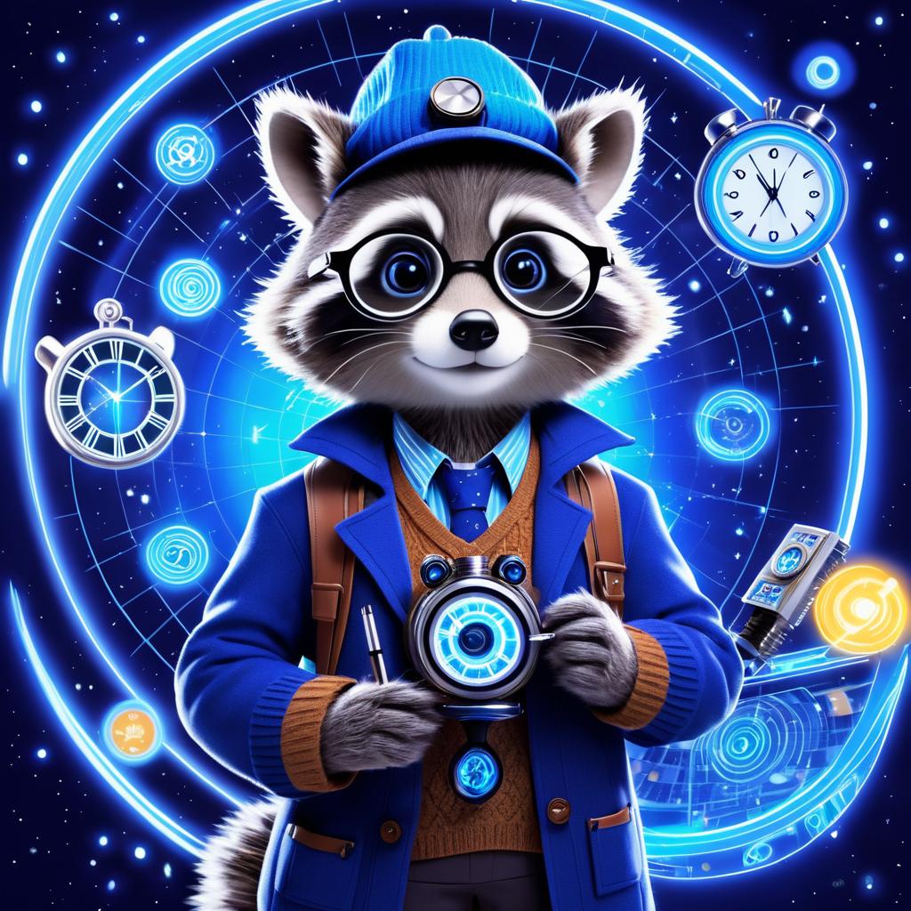 Whimsical Raccoon Inspired by Doctor Who