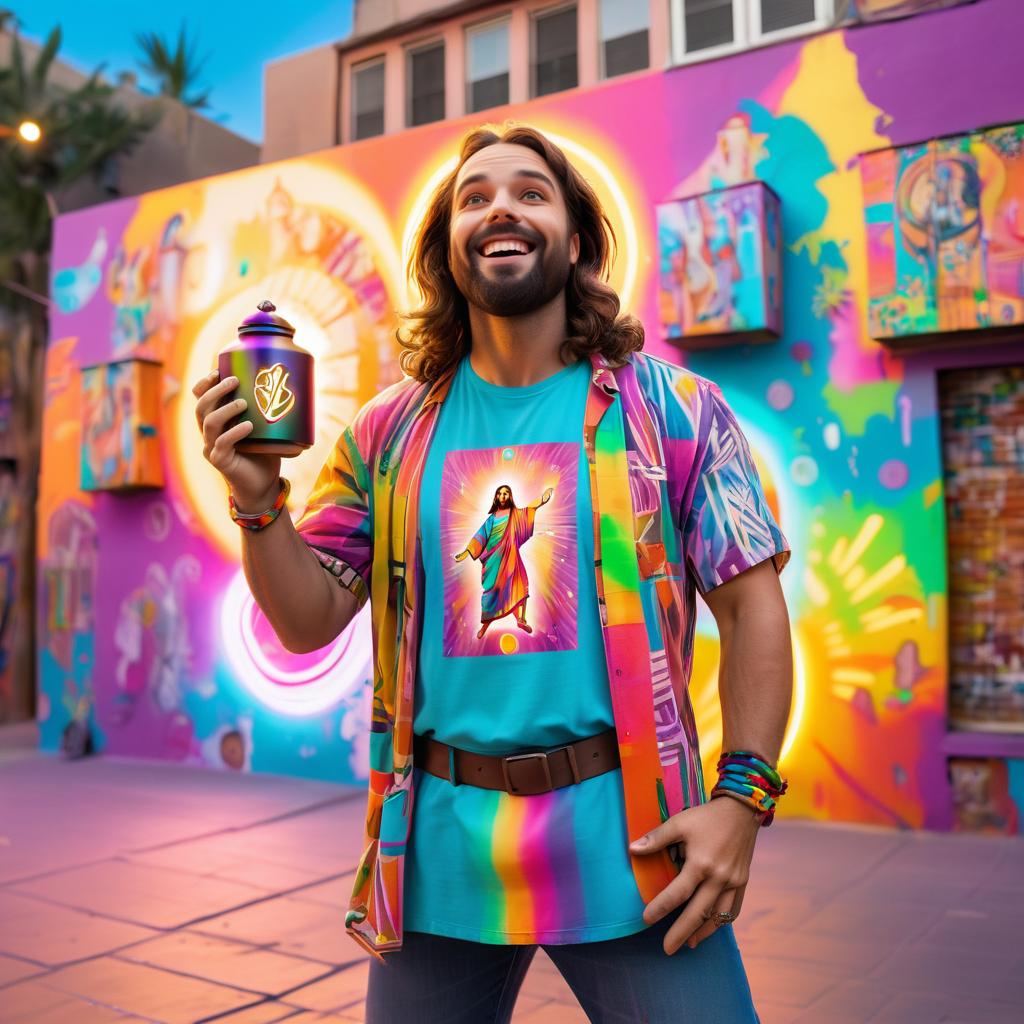 Playful Jesus with Grenade and Street Art