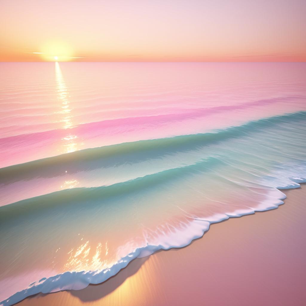 Serene Sunset Beach 3D Artwork