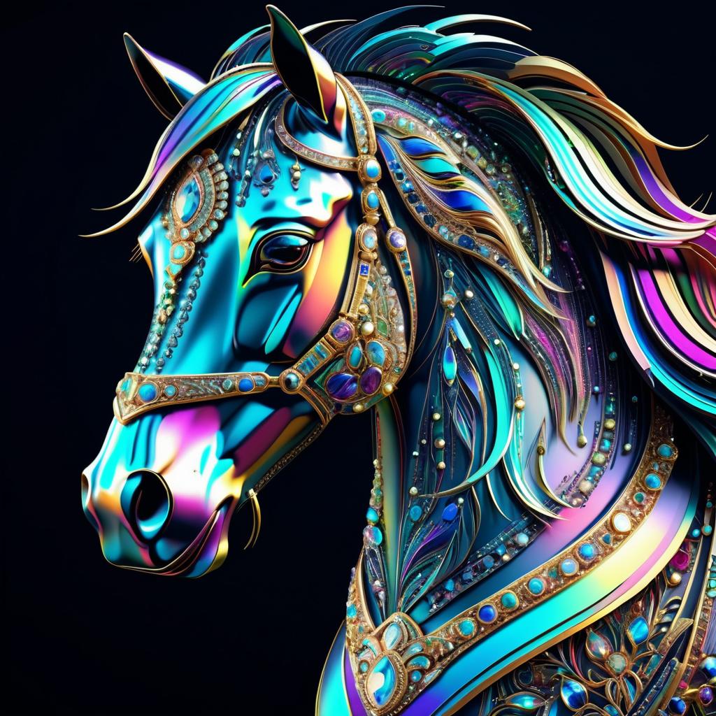 Intricate Jewel Horse Portrait Design