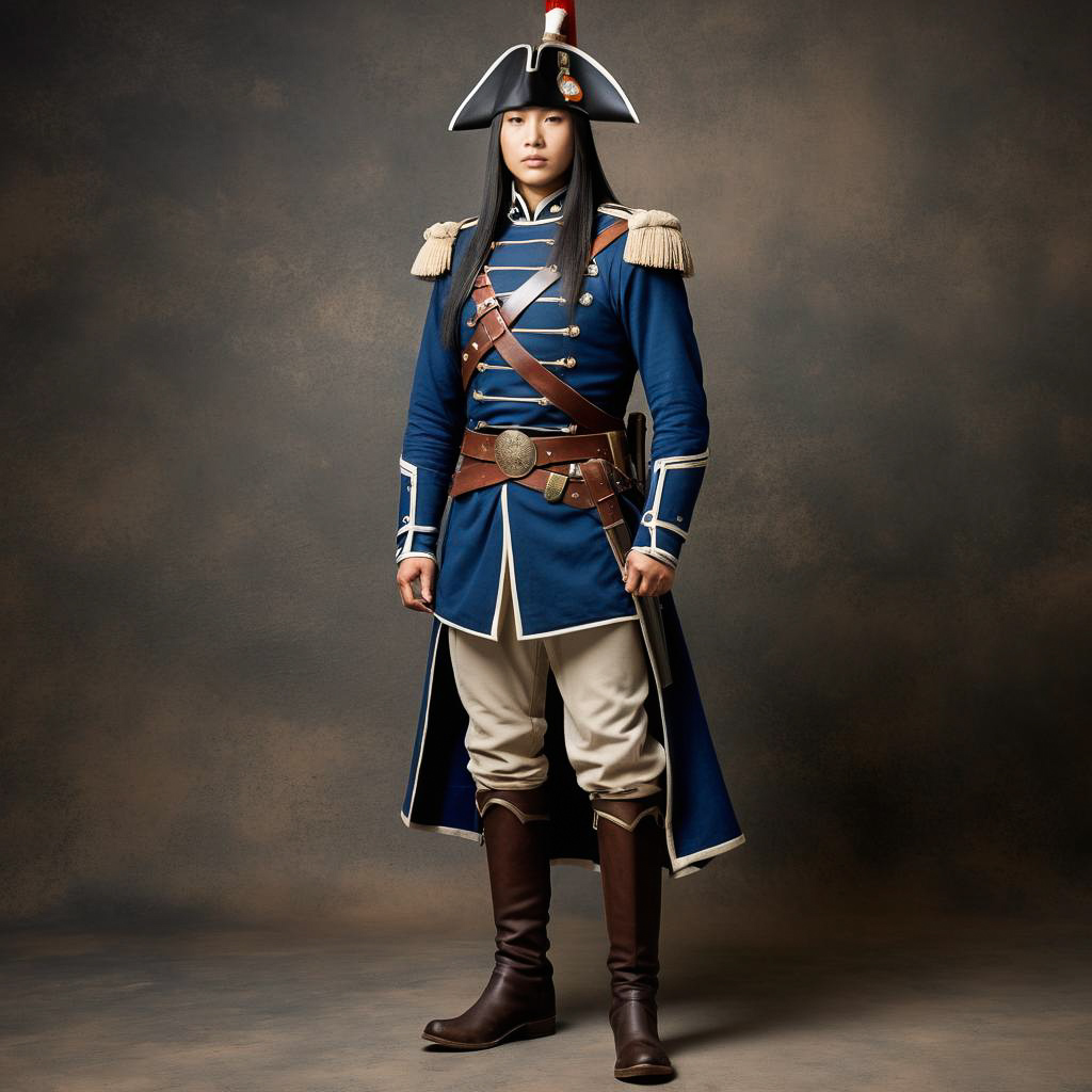 Stern Cavalryman in Vintage Military Uniform