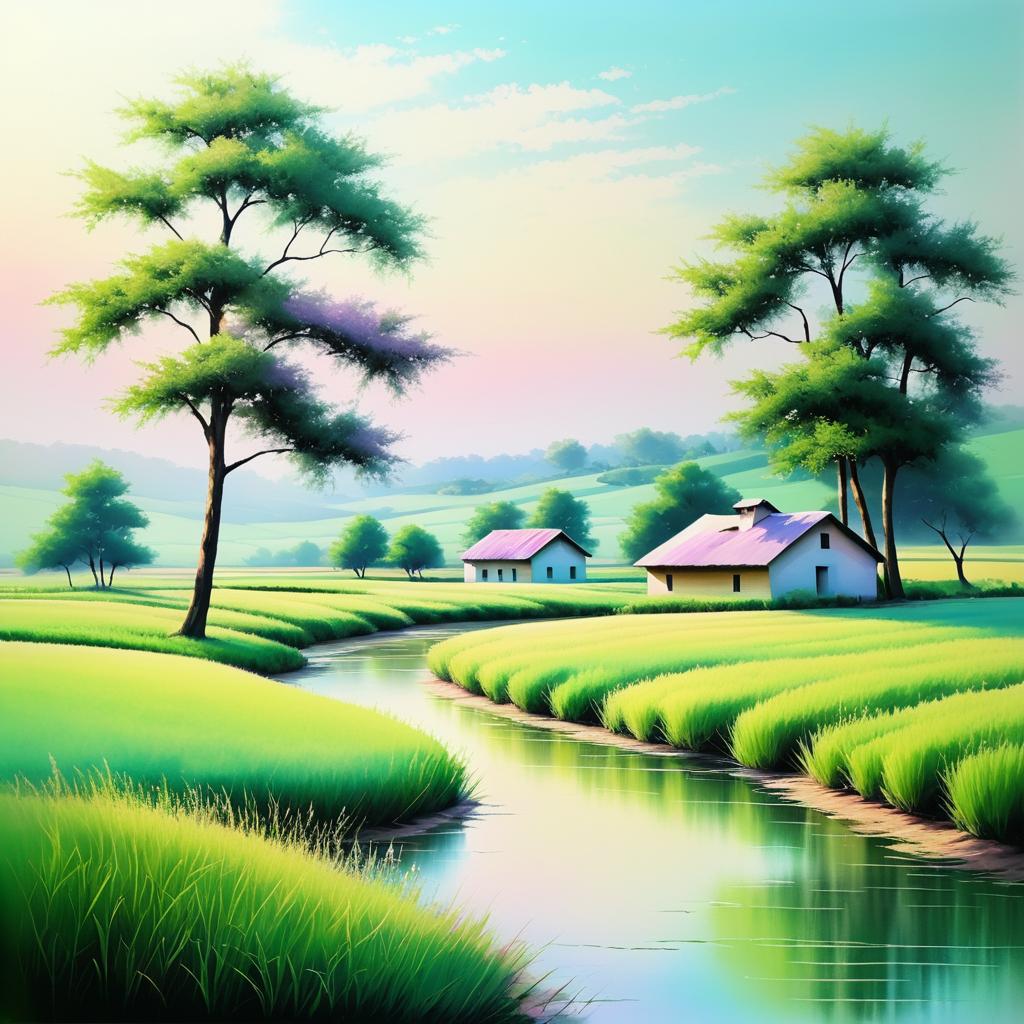 Rural Serenity: A Pastel Harmony