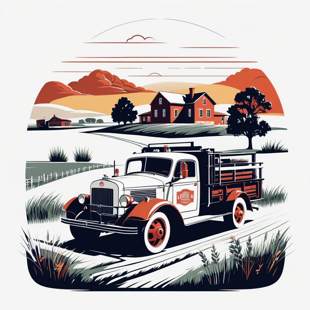 Vintage Fire Truck T-Shirt Design