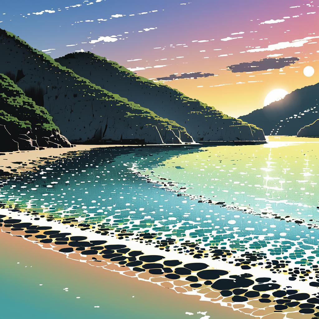 Sunset at Tranquil Bay in Comic Style