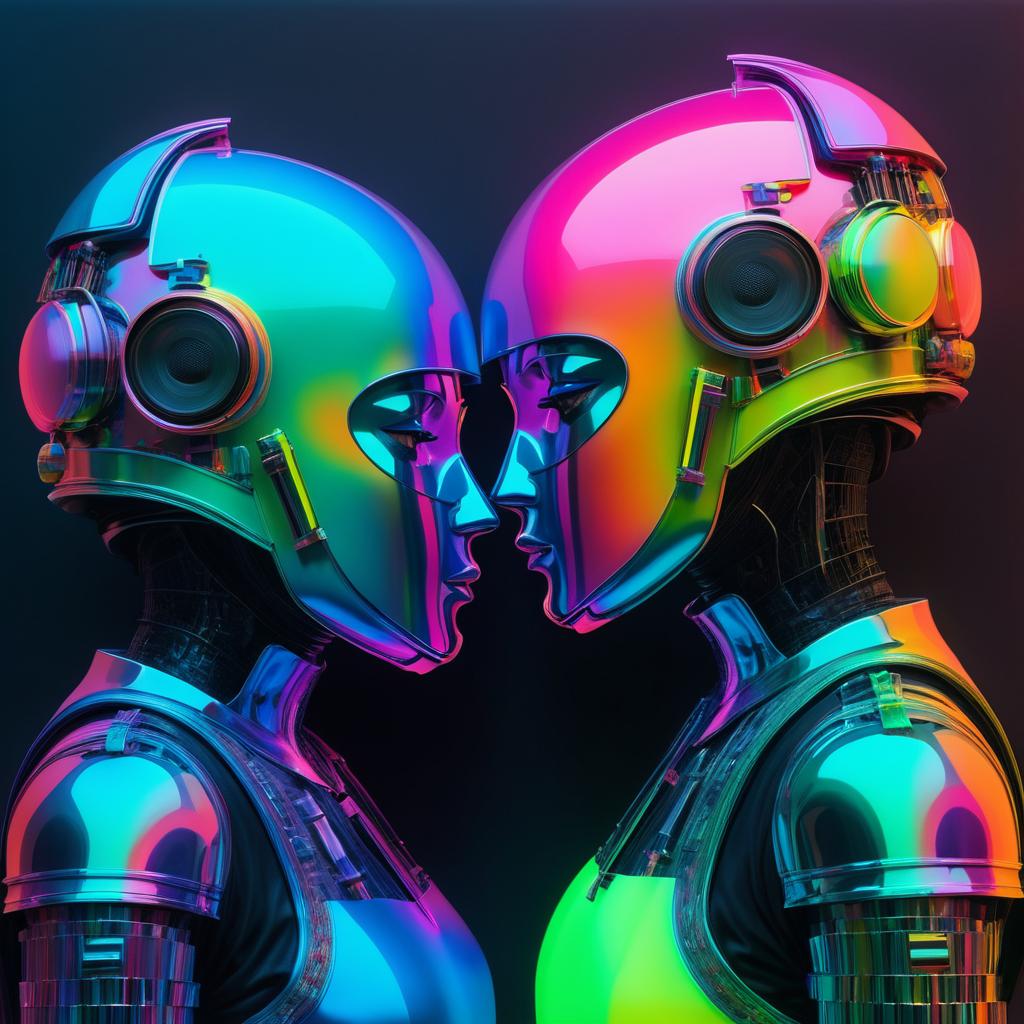 Neon Robotics: A Kissing Portrait