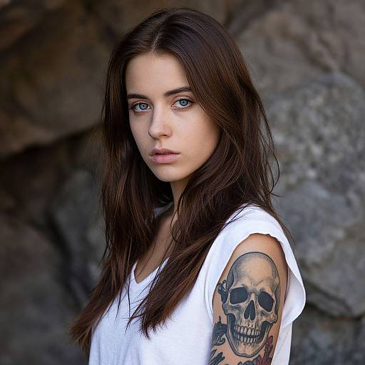 Portrait of Tattooed Woman Outdoors