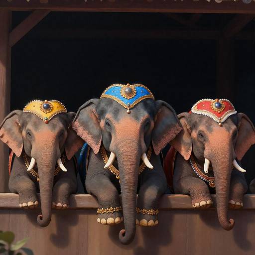 Vibrant Elephants with Expressive Faces