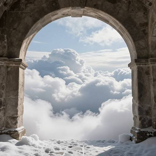 Surreal Landscape Through Ancient Stone Archway