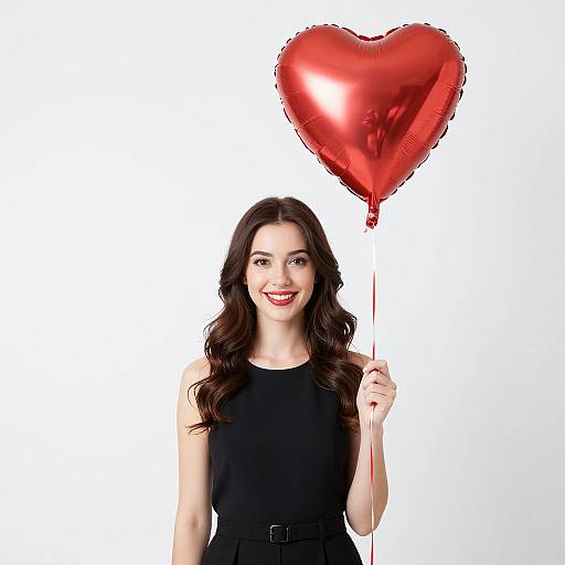 Woman with Red Heart Balloon