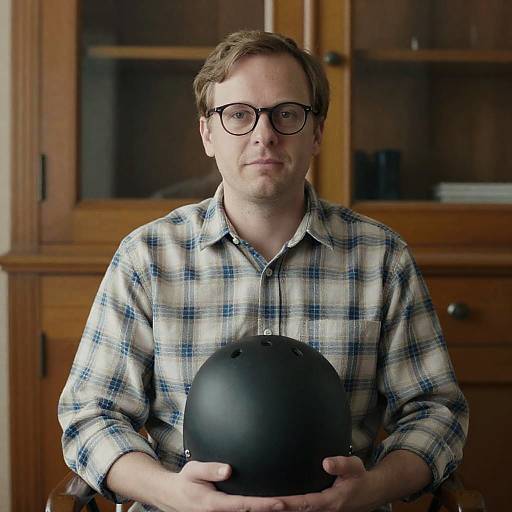 Portrait of a Casual Man with Helmet