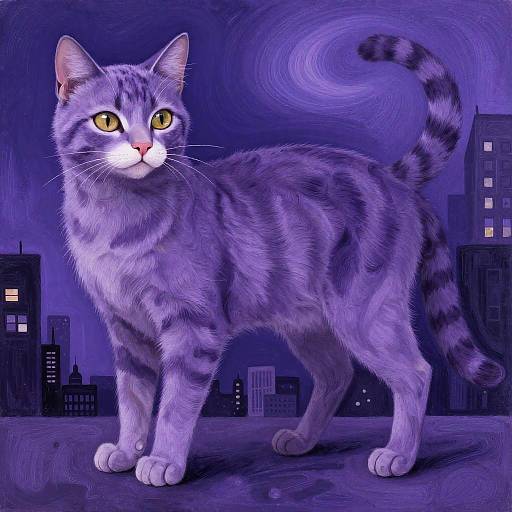 Surreal Purple Cat Drawing