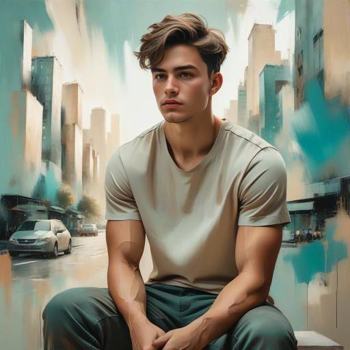 Realistic Young Man Portrait Outdoors