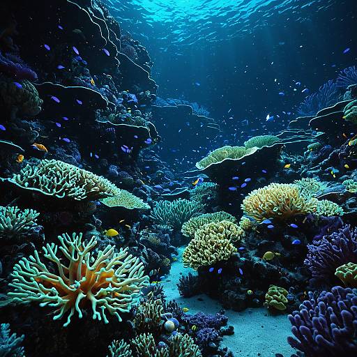 Bioluminescent Coral Reefs in Deep Ocean
