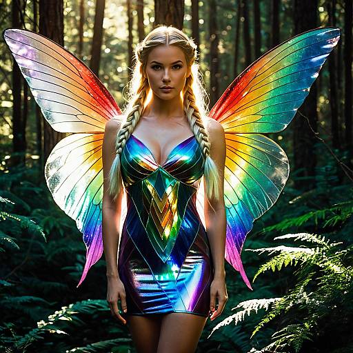 Elegant Iridescent Fairy in Forest