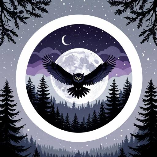 Owl in Moonlit Sky Geometric Design Owl in Moonlit Sky Geometric Design