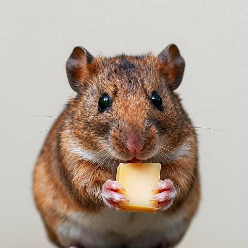 Tiny Tawny Field Mouse Holding Cheese