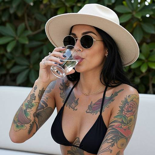 Tattooed Woman Relaxing Outdoors