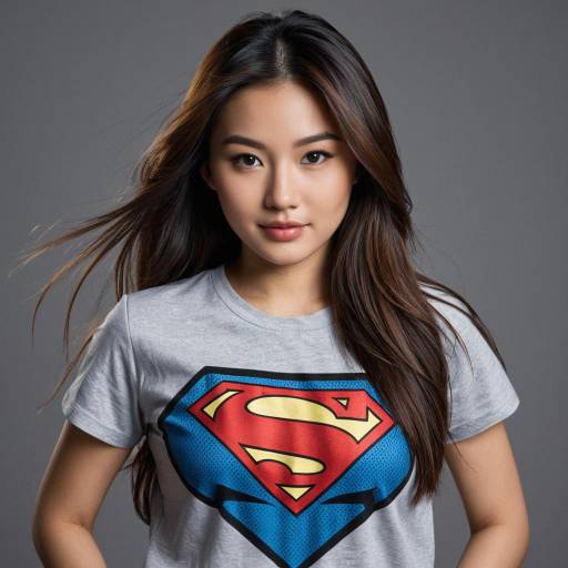 Young Asian Woman Wearing Superman T-shirt